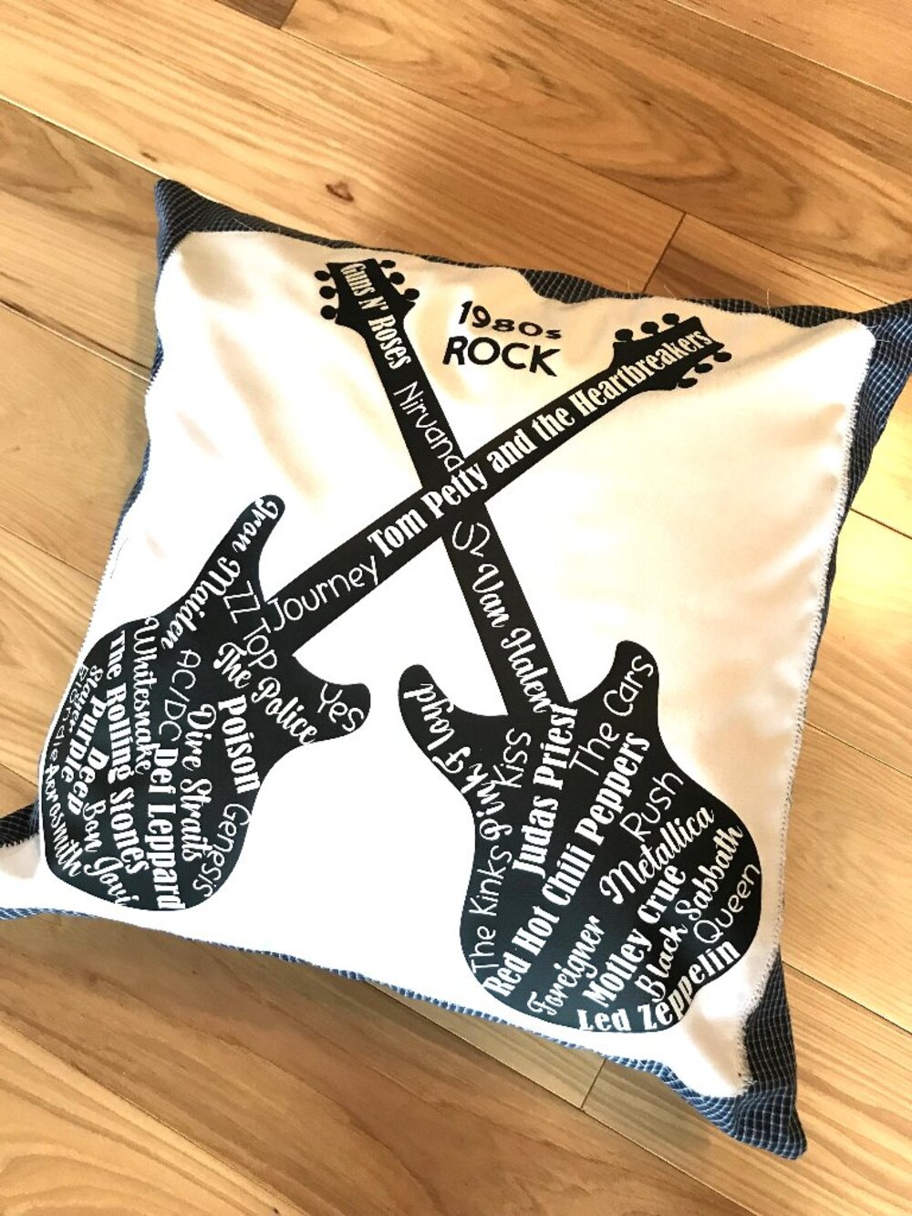 Handmade Pillow Cover, 1980s Rock Bands Guitars Music Room Decor 18 x 18 inches - Picture 15 of 16
